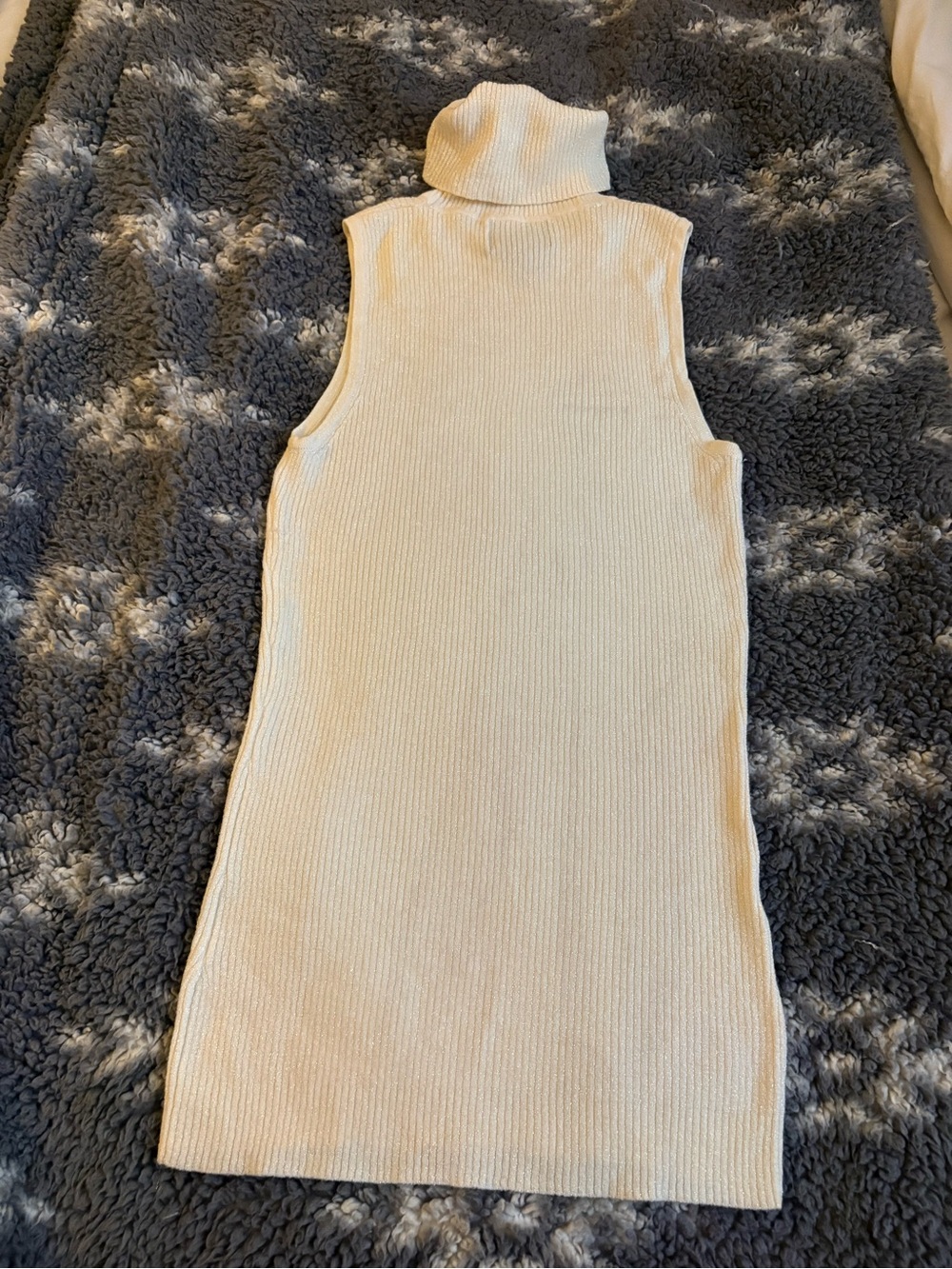Cream Sleeveless Turtleneck Knit Tops